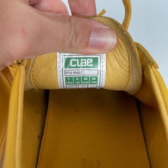CLAE Bradley Sneaker Yellow Leather Lace Up Womens 7 - Picture 8 of 8